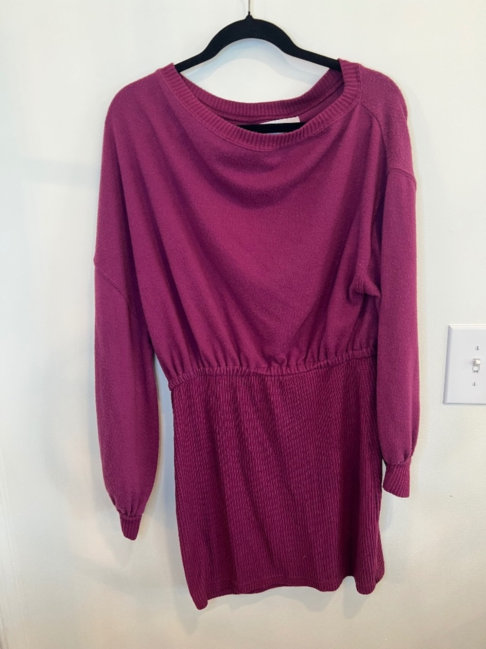 Free People FP Beach Sweater Dress Womens Ribbed Waist Slouchy Cozy Boho Mini Si